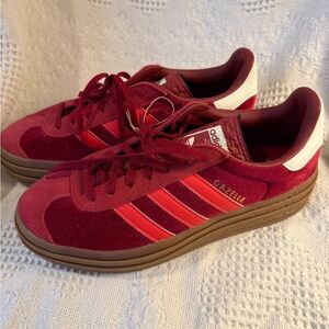 Adidas Gazelle red velvet gazelle platform sneaker